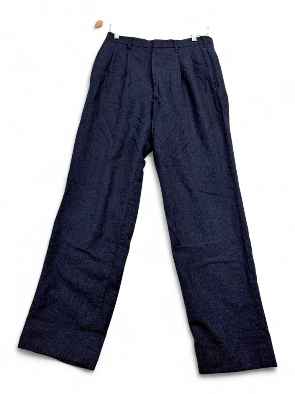 Strathmore Mens 100% Wool Pleated Dress Pants 31W Navy Blue Made in USA